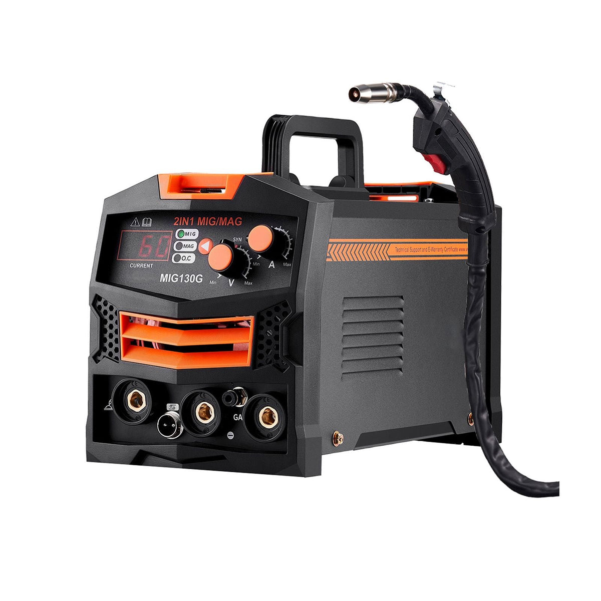 MIG Welder, 130A Synergic Mig Welding Machine, 2-in-1 Gas MIG/Gasless Flux Core MIG Multi-Process Welder Machine, 110V Portable Mig Welder with IGBT Inverter Technology & Digital Display Screen
