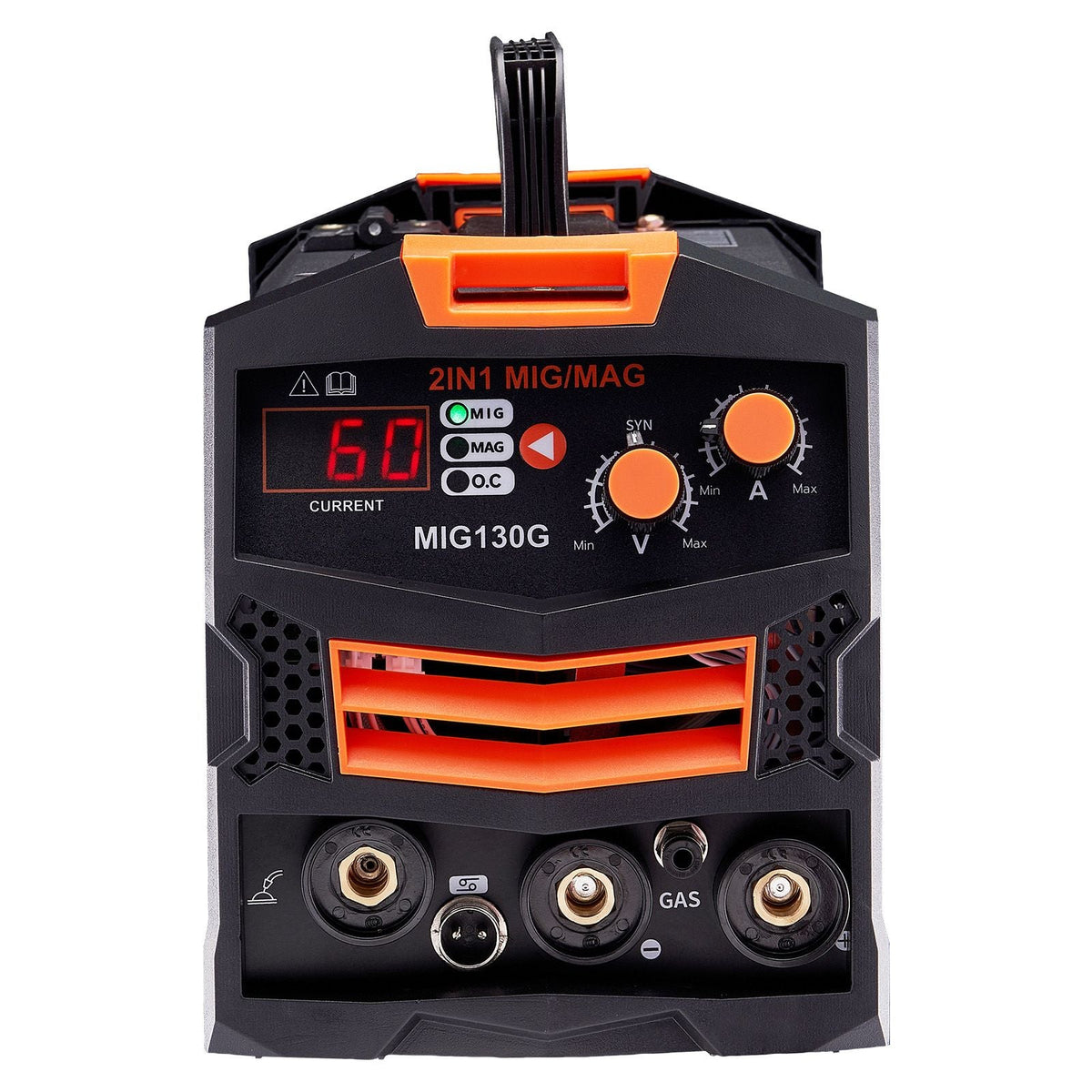 MIG Welder, 130A Synergic Mig Welding Machine, 2-in-1 Gas MIG/Gasless Flux Core MIG Multi-Process Welder Machine, 110V Portable Mig Welder with IGBT Inverter Technology & Digital Display Screen