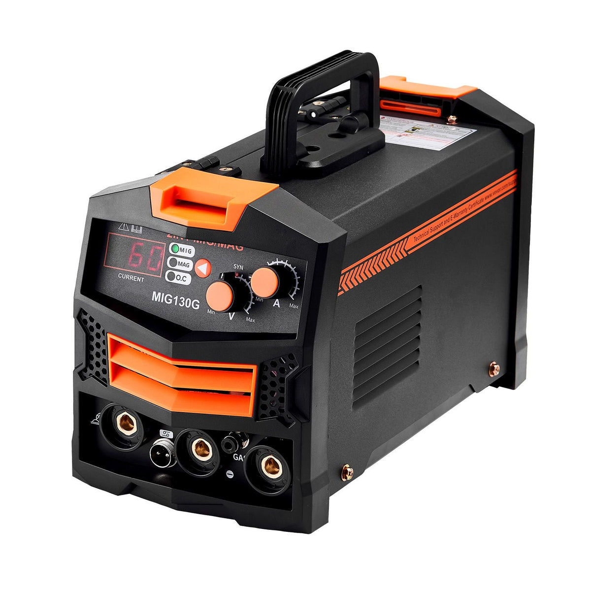 MIG Welder, 130A Synergic Mig Welding Machine, 2-in-1 Gas MIG/Gasless Flux Core MIG Multi-Process Welder Machine, 110V Portable Mig Welder with IGBT Inverter Technology & Digital Display Screen
