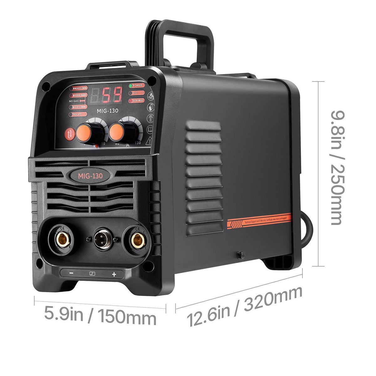 MIG Welder, 130Amp Synergic Mig Welding Machine, 3-in-1 Flux Core MIG/Stick/Lift TIG Multi-Process Welder Machine, 110V Portable Mig Welder with IGBT Inverter Technology & Digital Display Screen