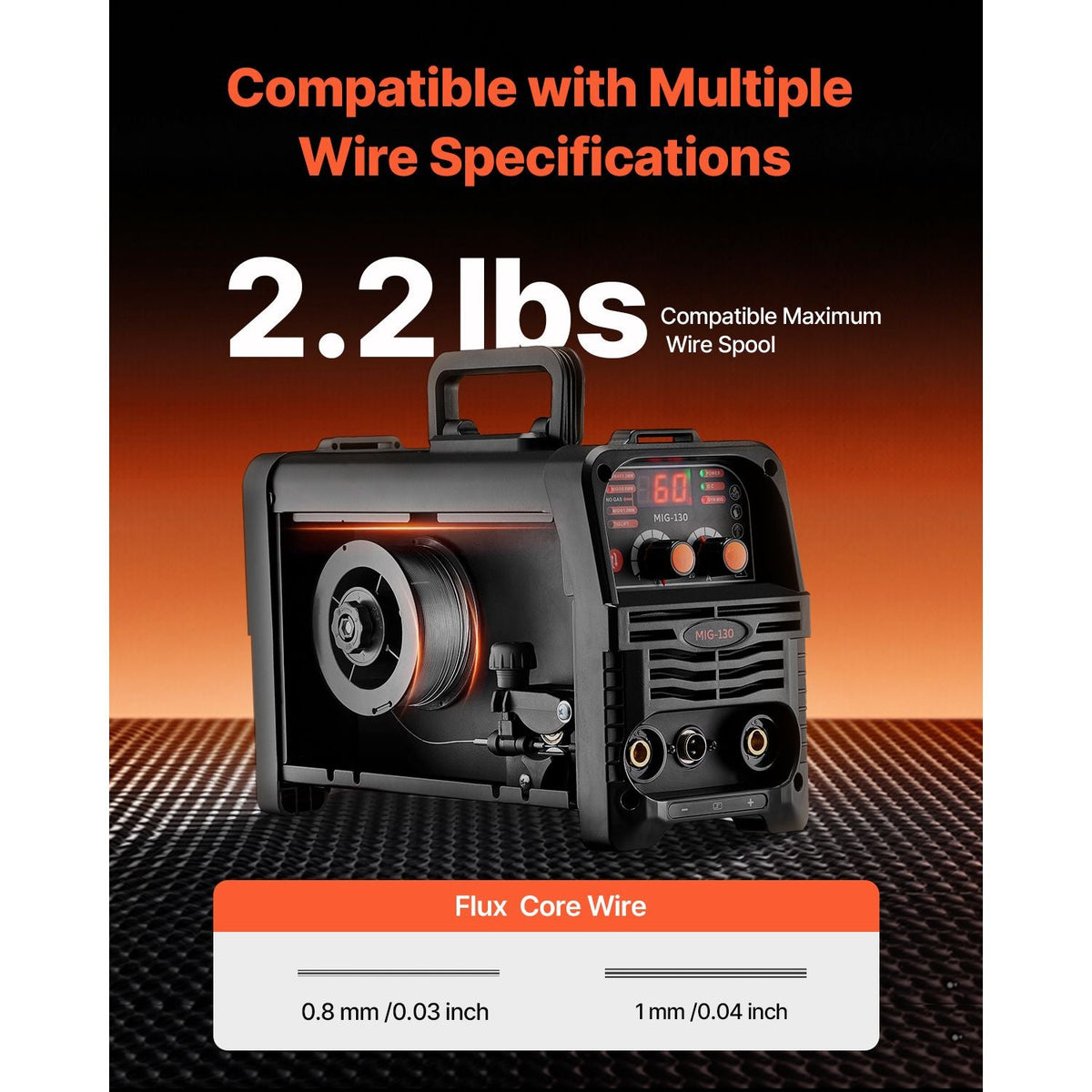 MIG Welder, 130Amp Synergic Mig Welding Machine, 3-in-1 Flux Core MIG/Stick/Lift TIG Multi-Process Welder Machine, 110V Portable Mig Welder with IGBT Inverter Technology & Digital Display Screen