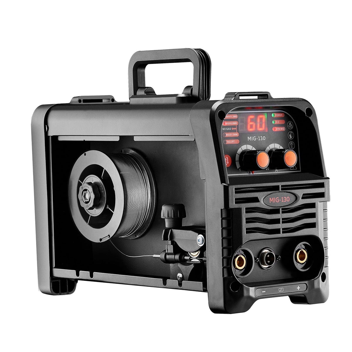 MIG Welder, 130Amp Synergic Mig Welding Machine, 3-in-1 Flux Core MIG/Stick/Lift TIG Multi-Process Welder Machine, 110V Portable Mig Welder with IGBT Inverter Technology & Digital Display Screen