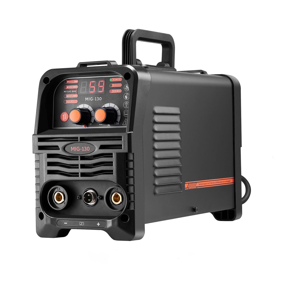 MIG Welder, 130Amp Synergic Mig Welding Machine, 3-in-1 Flux Core MIG/Stick/Lift TIG Multi-Process Welder Machine, 110V Portable Mig Welder with IGBT Inverter Technology & Digital Display Screen