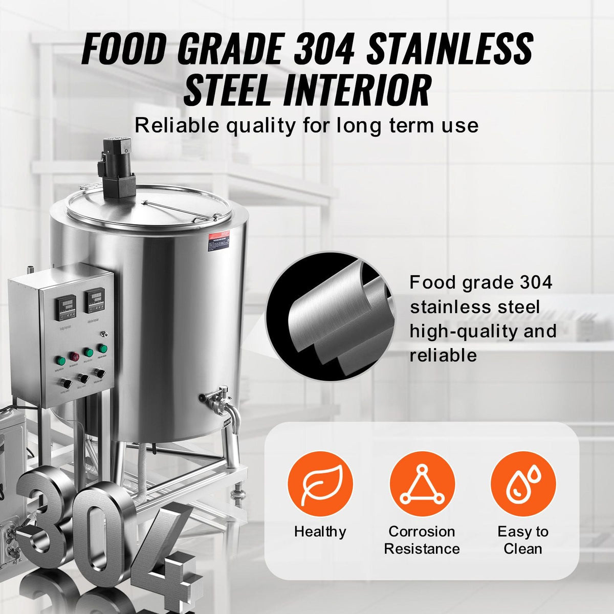 Milk Pasteurizer 150L, Commercial Milk Pasteurization Machine, Food Grade 304 Stainless Steel, Professional Pasteurization with Time and Temperature Control, for Milk Juice Yogurt Sterilization