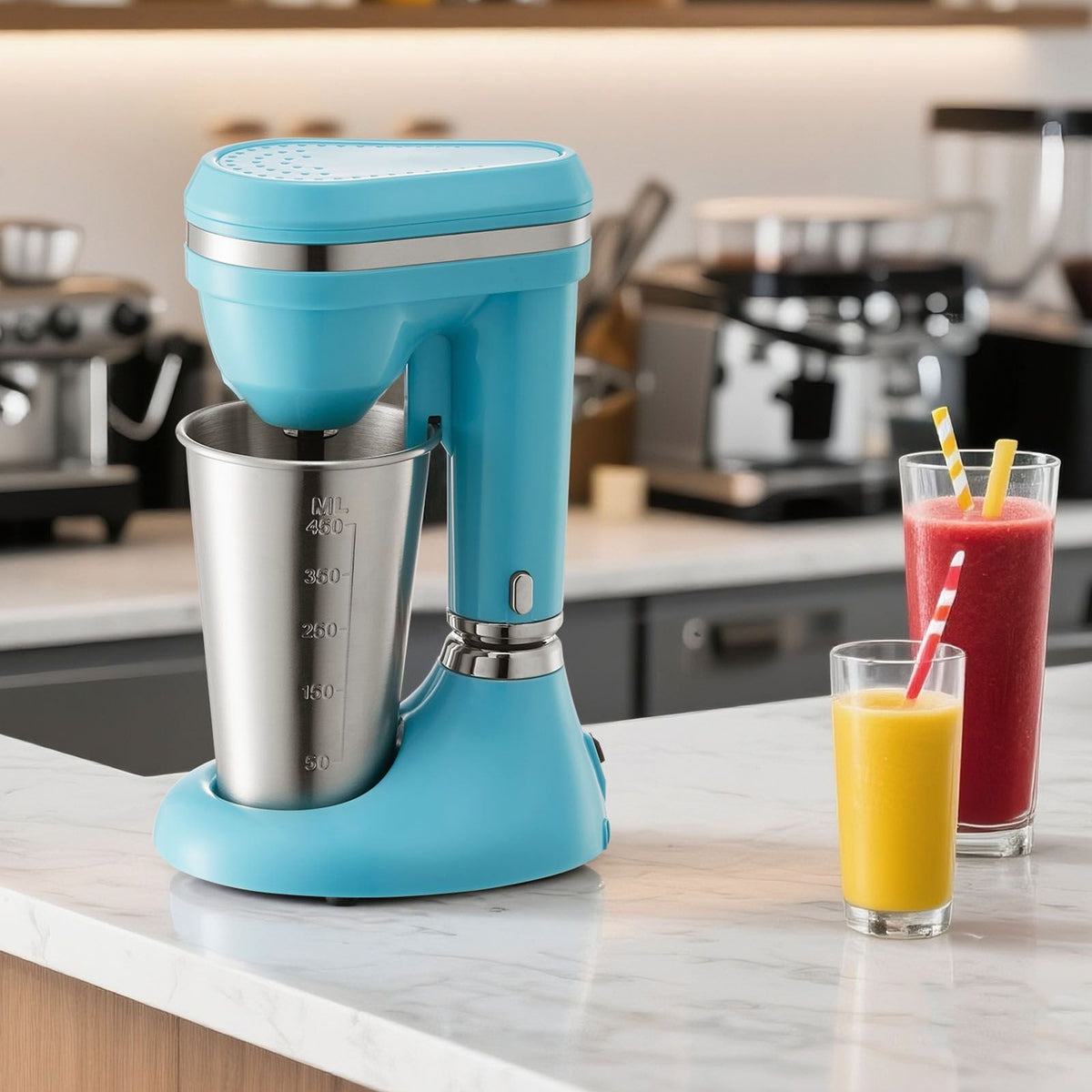 Milkshake Maker, 100W Milk Shake Maker Mixer, Single Head Drink Mixer Blender Machine, Dual-Speed Adjustment Milkshake Blender with Stainless Steel Cup, for Home, Kitchen, Bar & Beverage Shop