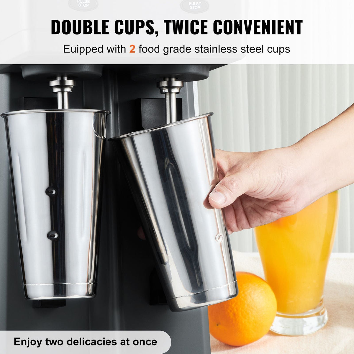 Milkshake Maker, 375W x 2 Electric Milkshake Machine, Commercial Double Heads Drink Mixer Blender, LED Intelligent Microswitch, 3-Speed Milkshake Mixer with 2 x 820 ml Stainless Steel Cups