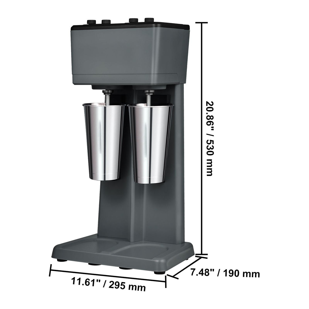 Milkshake Maker, 375W x 2 Electric Milkshake Machine, Double Heads Drink Mixer Blender Machine, 3-Speed Milkshake Mixer with 2 x 820 ml Stainless Steel Cups, for Commercial and Home