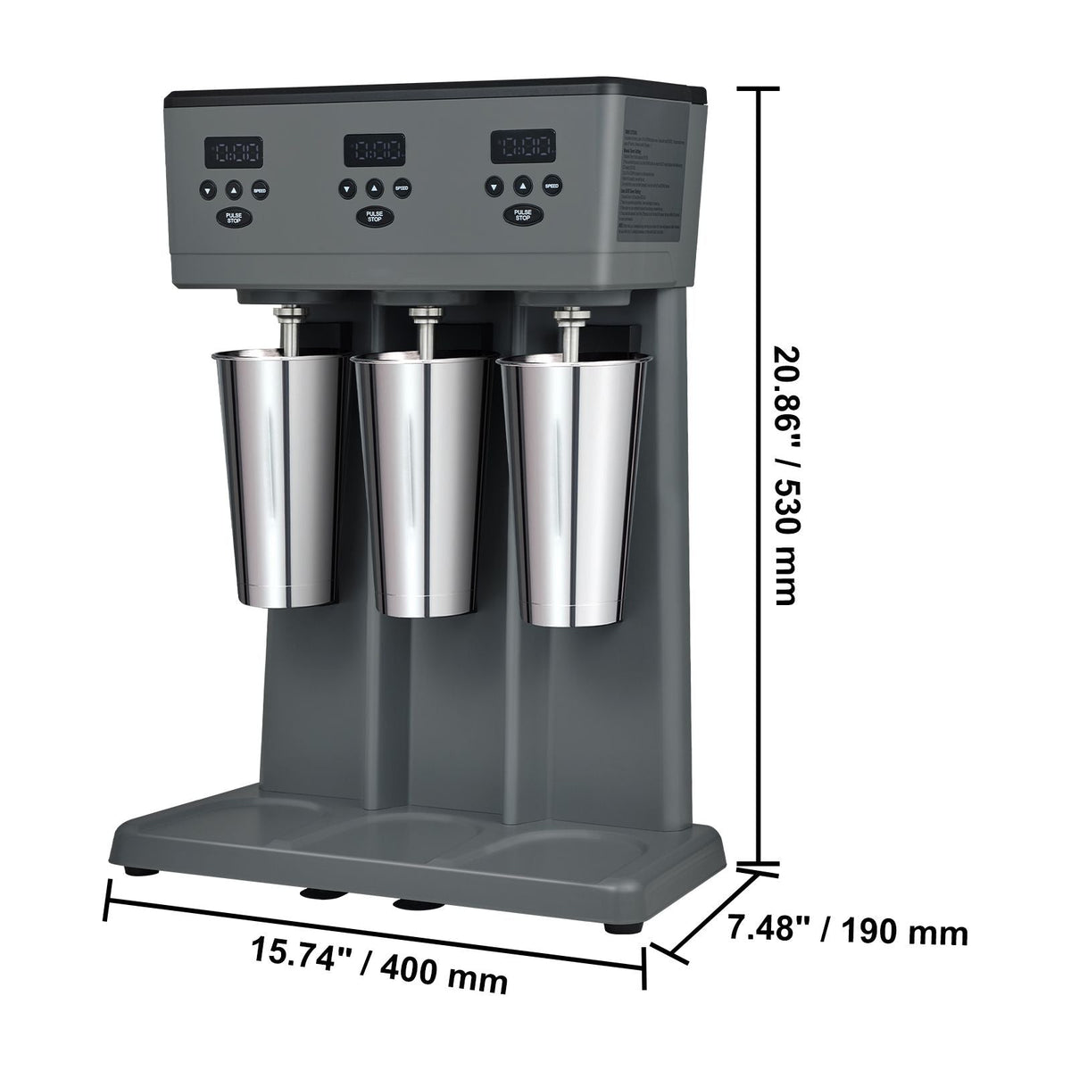 Milkshake Maker, 375W x 3 Electric Milkshake Machine, Commercial Triple Heads Drink Mixer Blender, LED Intelligent Microswitch, 3-Speed Milkshake Mixer with 3 x 820 ml Stainless Steel Cups