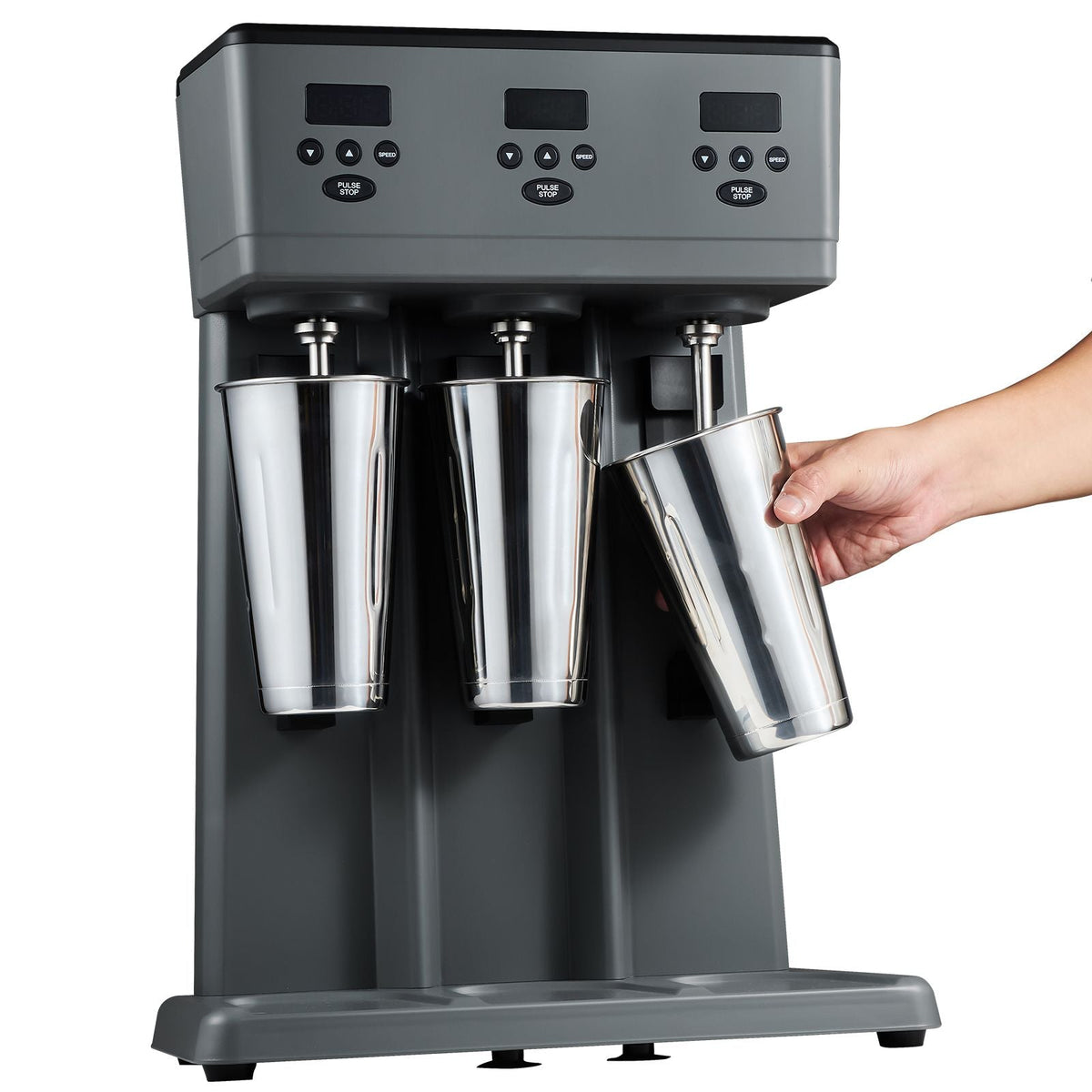 Milkshake Maker, 375W x 3 Electric Milkshake Machine, Commercial Triple Heads Drink Mixer Blender, LED Intelligent Microswitch, 3-Speed Milkshake Mixer with 3 x 820 ml Stainless Steel Cups