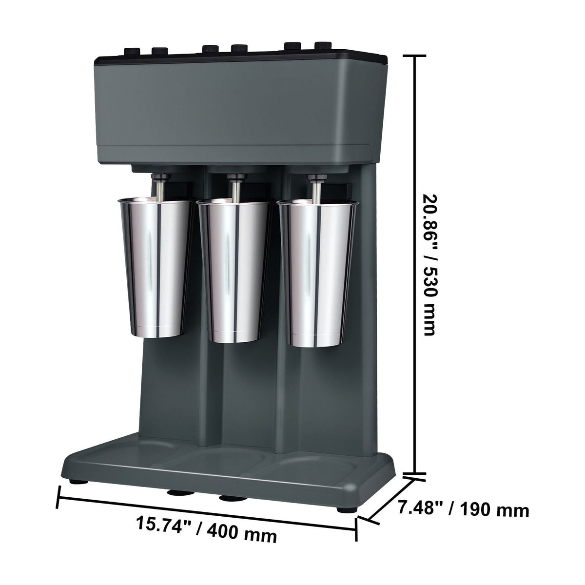 Milkshake Maker, 375W x 3 Electric Milkshake Machine, Triple Heads Drink Mixer Blender Machine, 3-Speed Milkshake Mixer with 3 x 820 ml Stainless Steel Cups, for Commercial and Home