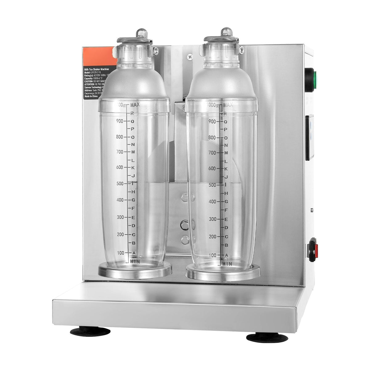 Milkshake Maker Machine, 120W Commercial Milk Tea Shaker Machine, Double Head Milk Shake Mixer Machine, 0-180s Adjustable Milkshake Blender, with 1 L PC Cup, for Milk Tea Store
