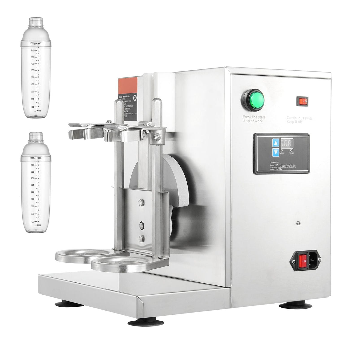 Milkshake Maker Machine, 120W Commercial Milk Tea Shaker Machine, Double Head Milk Shake Mixer Machine, 0-180s Adjustable Milkshake Blender, with 1 L PC Cup, for Milk Tea Store
