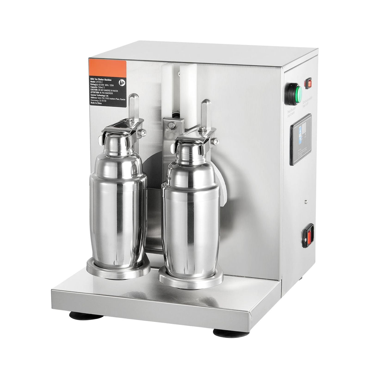 Milkshake Maker Machine, 120W Commercial Milk Tea Shaker Machine, Double Head Milk Shake Mixer Machine, 0-180s Adjustable Milkshake Blender, with 750 ml Stainless Steel Cup, for Milk Tea Store