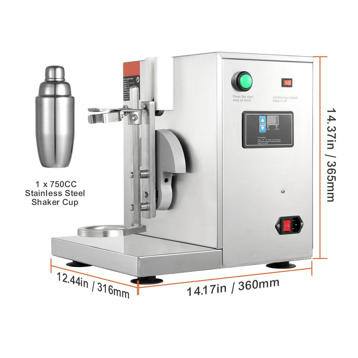 Milkshake Maker Machine, 120W Commercial Milk Tea Shaker Machine, Single Head Milk Shake Mixer Machine, 0-180s Adjustable Milkshake Blender, with 750 ml Stainless Steel Cup, for Milk Tea Store