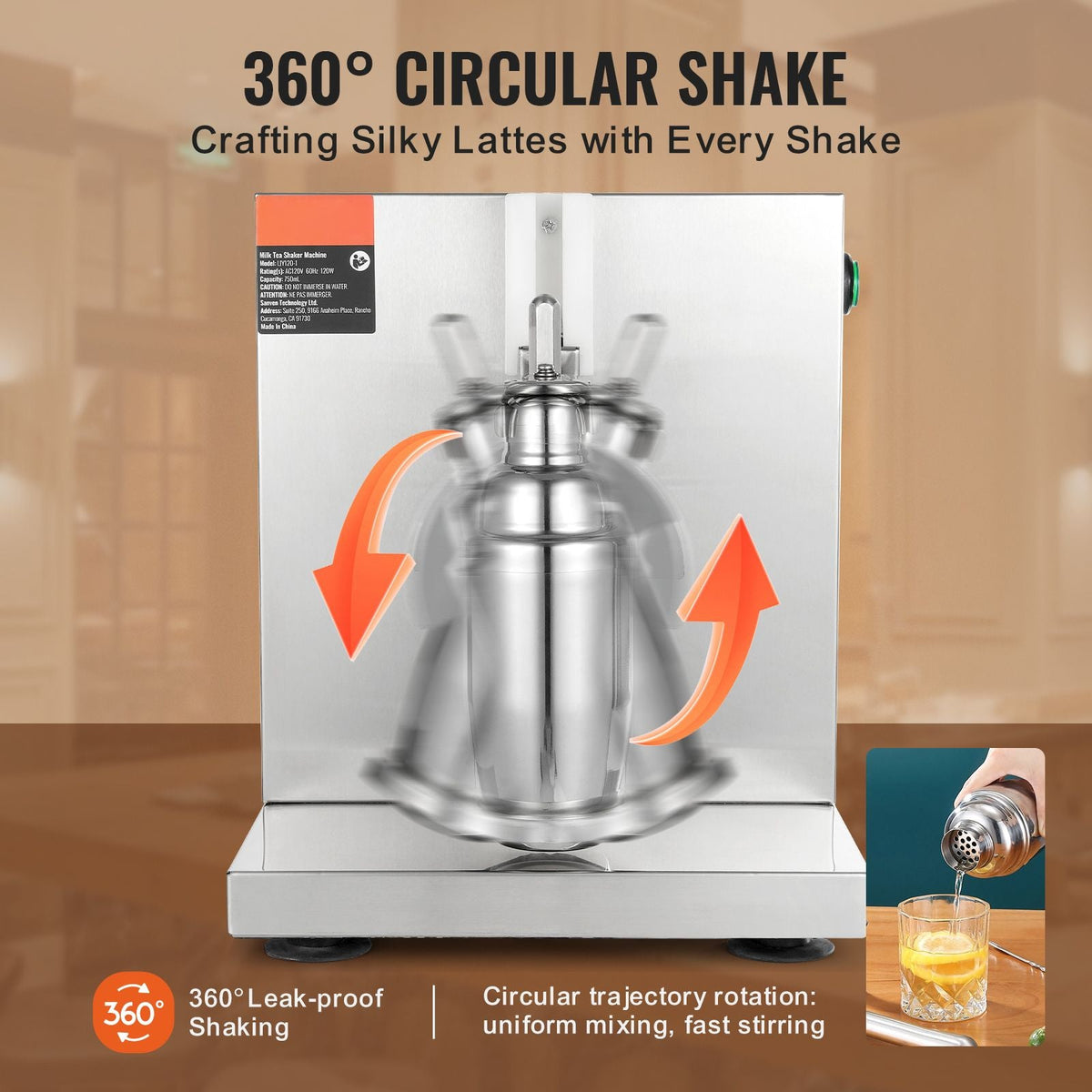 Milkshake Maker Machine, 120W Commercial Milk Tea Shaker Machine, Single Head Milk Shake Mixer Machine, 0-180s Adjustable Milkshake Blender, with 750 ml Stainless Steel Cup, for Milk Tea Store