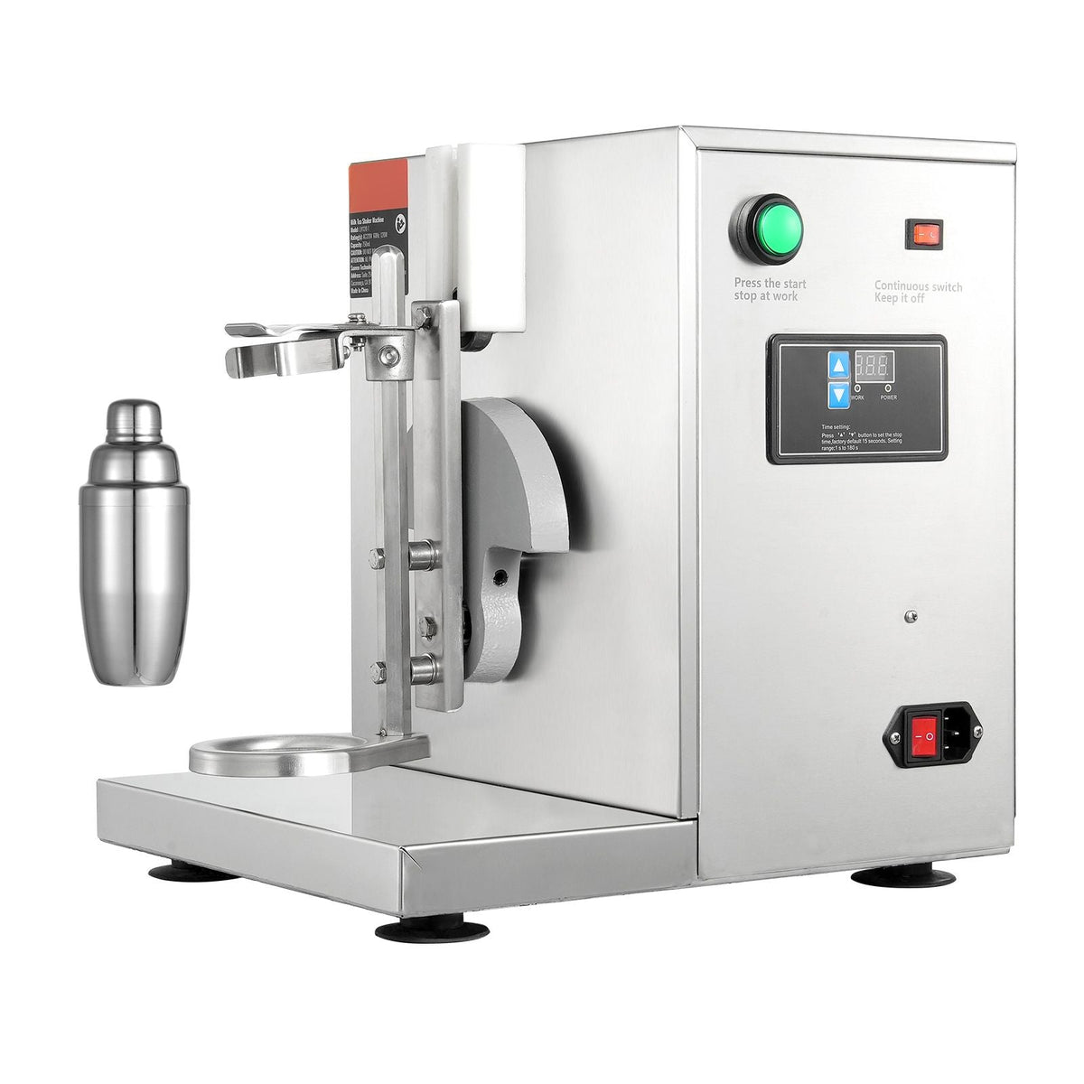 Milkshake Maker Machine, 120W Commercial Milk Tea Shaker Machine, Single Head Milk Shake Mixer Machine, 0-180s Adjustable Milkshake Blender, with 750 ml Stainless Steel Cup, for Milk Tea Store