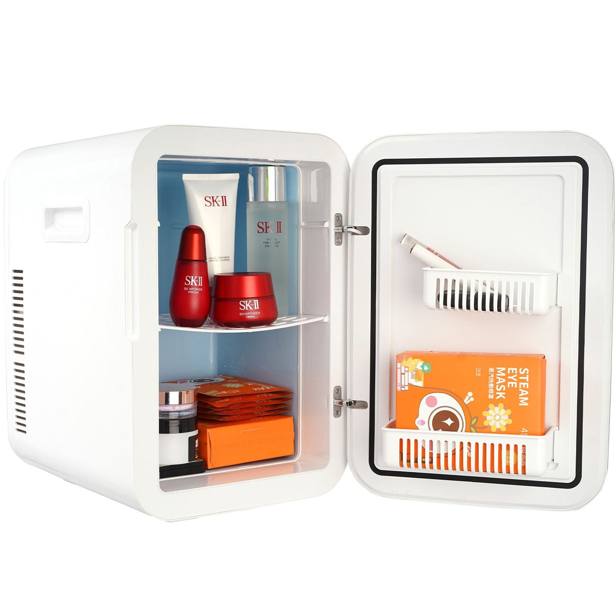 Mini Fridge, 20L Skincare Fridges with Temper Control Touch Screen, Portable Small Beverage Refrigerator for Bedroom Office Car Dorm, AC/DC Cool Warmer for Cosmetic Drink Milk, White