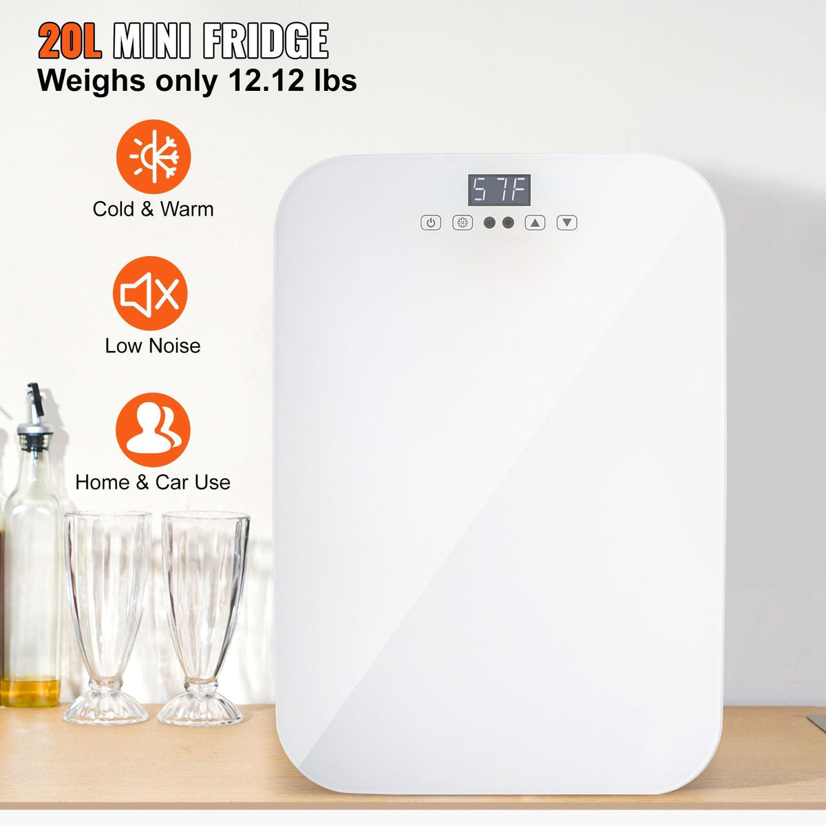 Mini Fridge, 20L Skincare Fridges with Temper Control Touch Screen, Portable Small Beverage Refrigerator for Bedroom Office Car Dorm, AC/DC Cool Warmer for Cosmetic Drink Milk, White