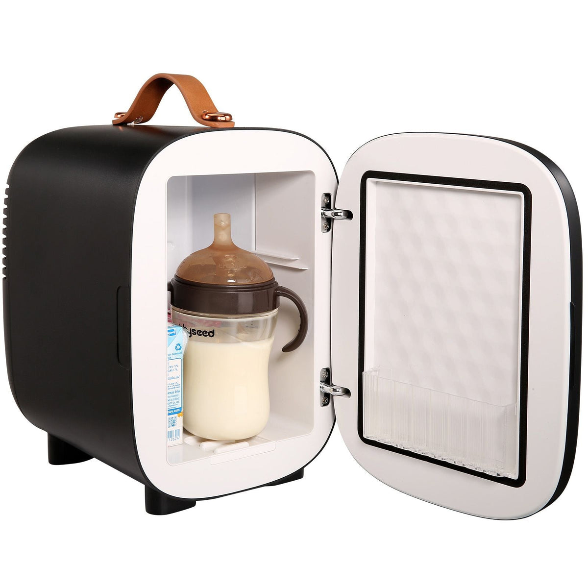 Mini Fridge, 4 Liter/6 Can Small Refrigerator for Beverage Skincare & Cosmetic, AC/DC Cooler & Warmer, Mute Portable Tiny Fridge for Bedroom Office Dorm Desk Car Travel, ETL Certified, Black