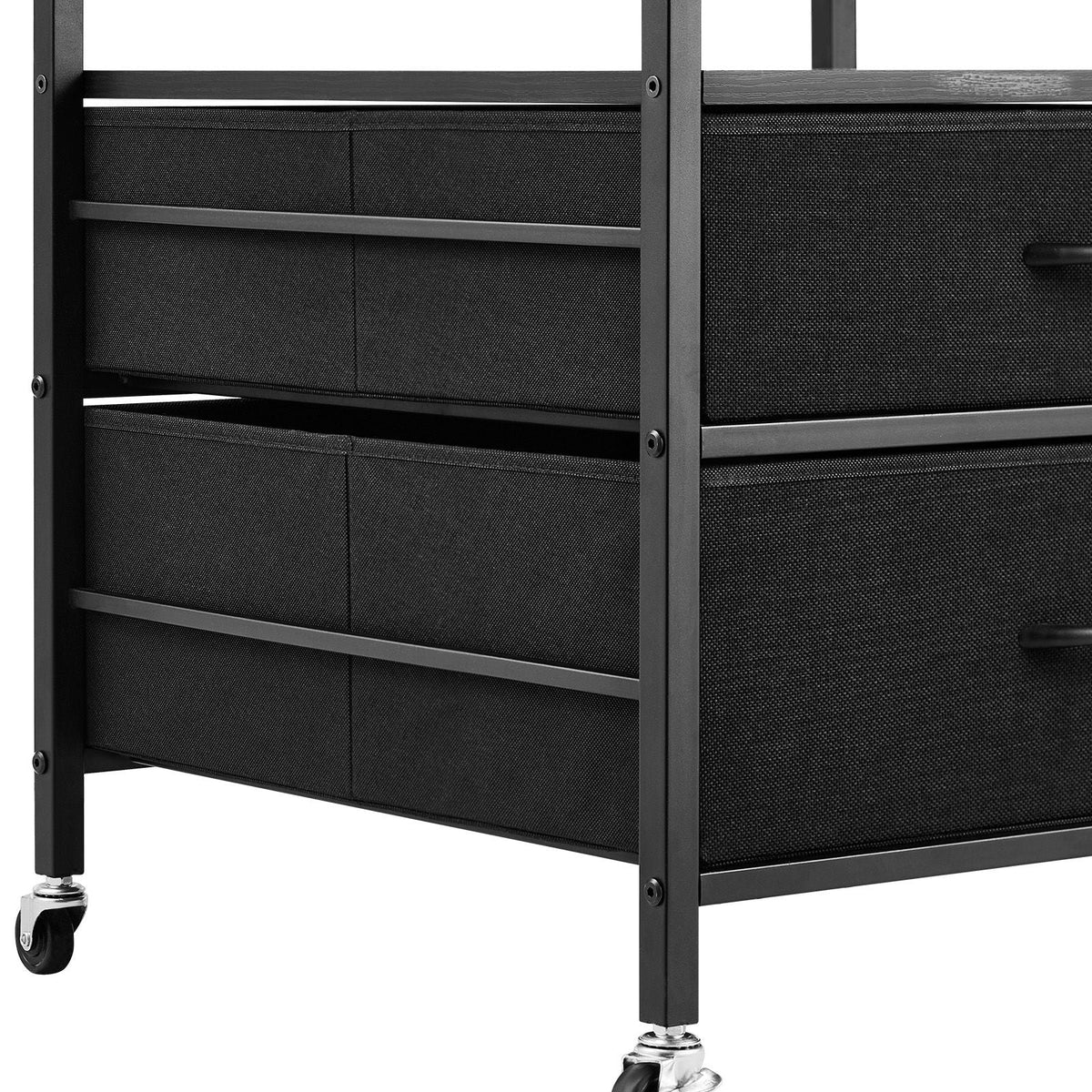 Mini Fridge Stand with Storage, 176 lb-Capacity Mini Fridge Table with 2 Drawers & 4 Swivel Wheels, Mobile Mini Fridge Shelf, Black Mini Fridge Organizer for Dorm, Apartment, Office, Bedroom