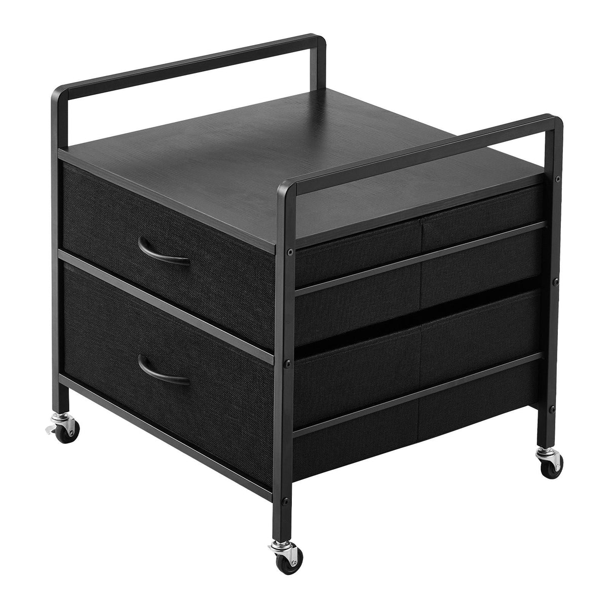 Mini Fridge Stand with Storage, 176 lb-Capacity Mini Fridge Table with 2 Drawers & 4 Swivel Wheels, Mobile Mini Fridge Shelf, Black Mini Fridge Organizer for Dorm, Apartment, Office, Bedroom