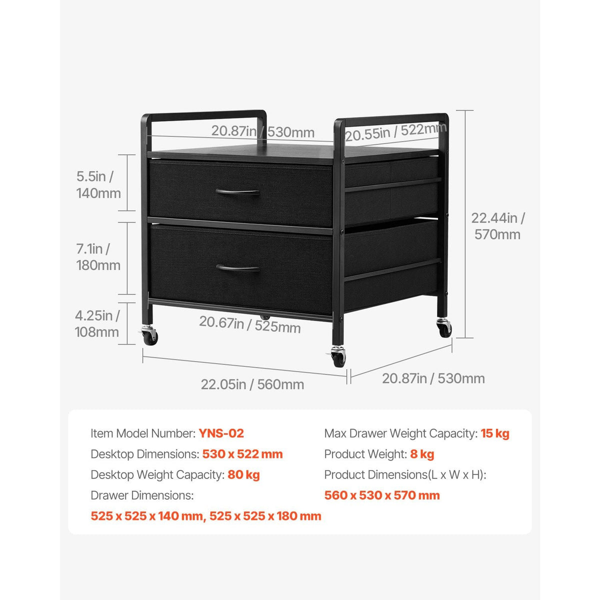 Mini Fridge Stand with Storage, 176 lb-Capacity Mini Fridge Table with 2 Drawers & 4 Swivel Wheels, Mobile Mini Fridge Shelf, Black Mini Fridge Organizer for Dorm, Apartment, Office, Bedroom