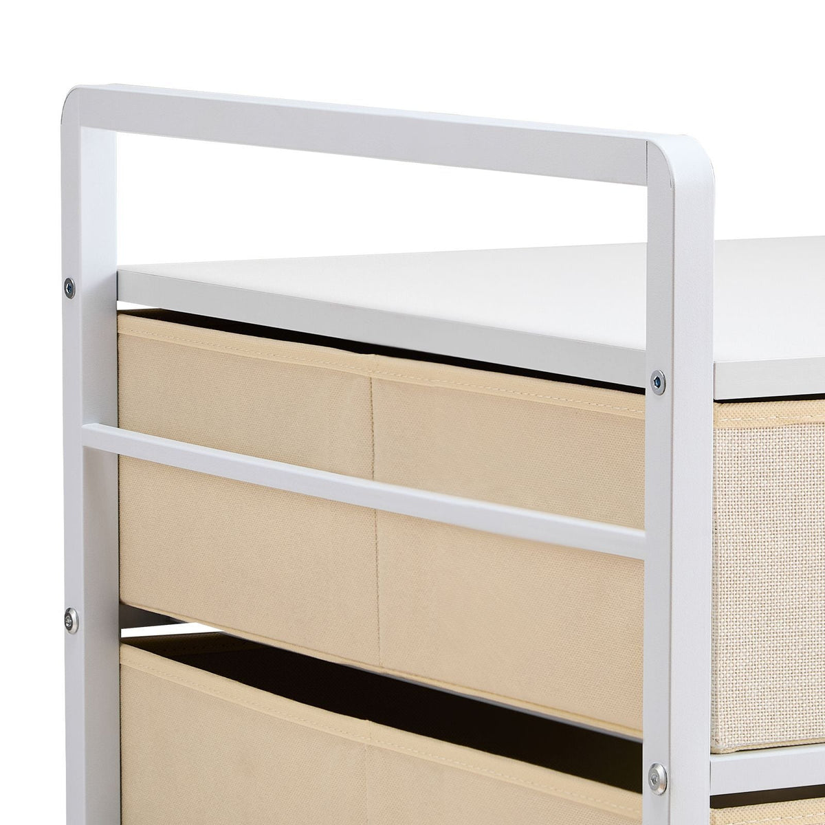Mini Fridge Stand with Storage, 176 lb-Capacity Mini Fridge Table with 2 Drawers & 4 Swivel Wheels, Mobile Mini Fridge Shelf, White Mini Fridge Organizer for Dorm, Apartment, Office, Bedroom