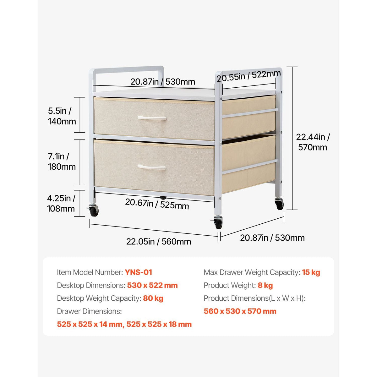Mini Fridge Stand with Storage, 176 lb-Capacity Mini Fridge Table with 2 Drawers & 4 Swivel Wheels, Mobile Mini Fridge Shelf, White Mini Fridge Organizer for Dorm, Apartment, Office, Bedroom