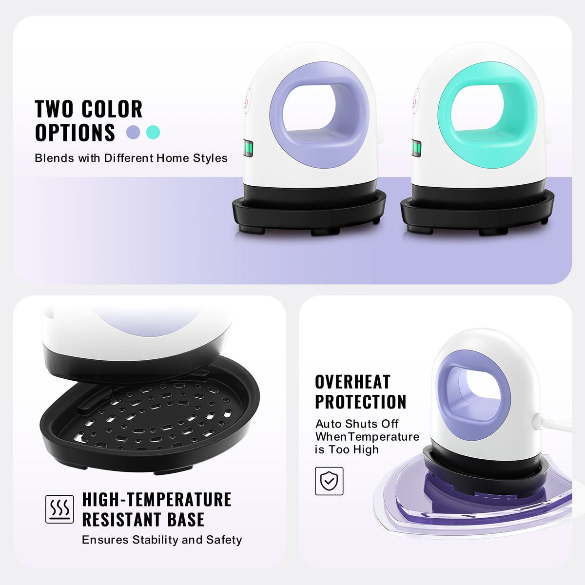 Mini Heat Press Machine, Small Heat Press with 3-Level Temperature Control and Auto-Off, Compact and Portable Heat Transfer Machine, Sublimation Machine for T-shirts/Hats/Coasters, Blue+White