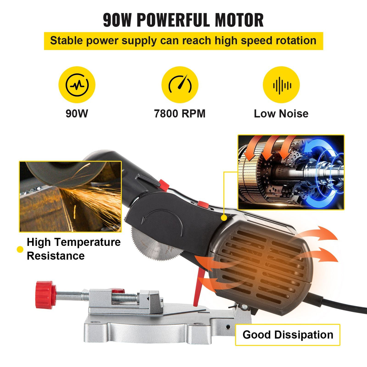 Mini Miter Cut-off Chop Saw, Two 2-5/16\" Blade of Steel and Resin with 1/2inch Cutting Depth, 0-45° Benchtop Miter Saw for Copper, Aluminum, Wood, Zinc in Hobby Craft