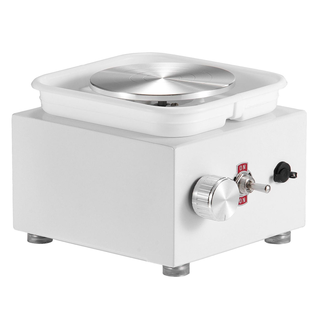 Mini Pottery Wheel, 0-320RPM Adjustable Speed Detachable Basin Forming Machine, 2.56in/3.94in 2 Turntables Electric Ceramic Wheel Machine, 18pcs Accessories, for Art Craft Work Home DIY, White