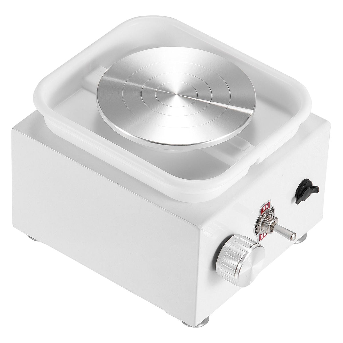 Mini Pottery Wheel, 0-320RPM Adjustable Speed Detachable Basin Forming Machine, 2.56in/3.94in 2 Turntables Electric Ceramic Wheel Machine, 18pcs Accessories, for Art Craft Work Home DIY, White