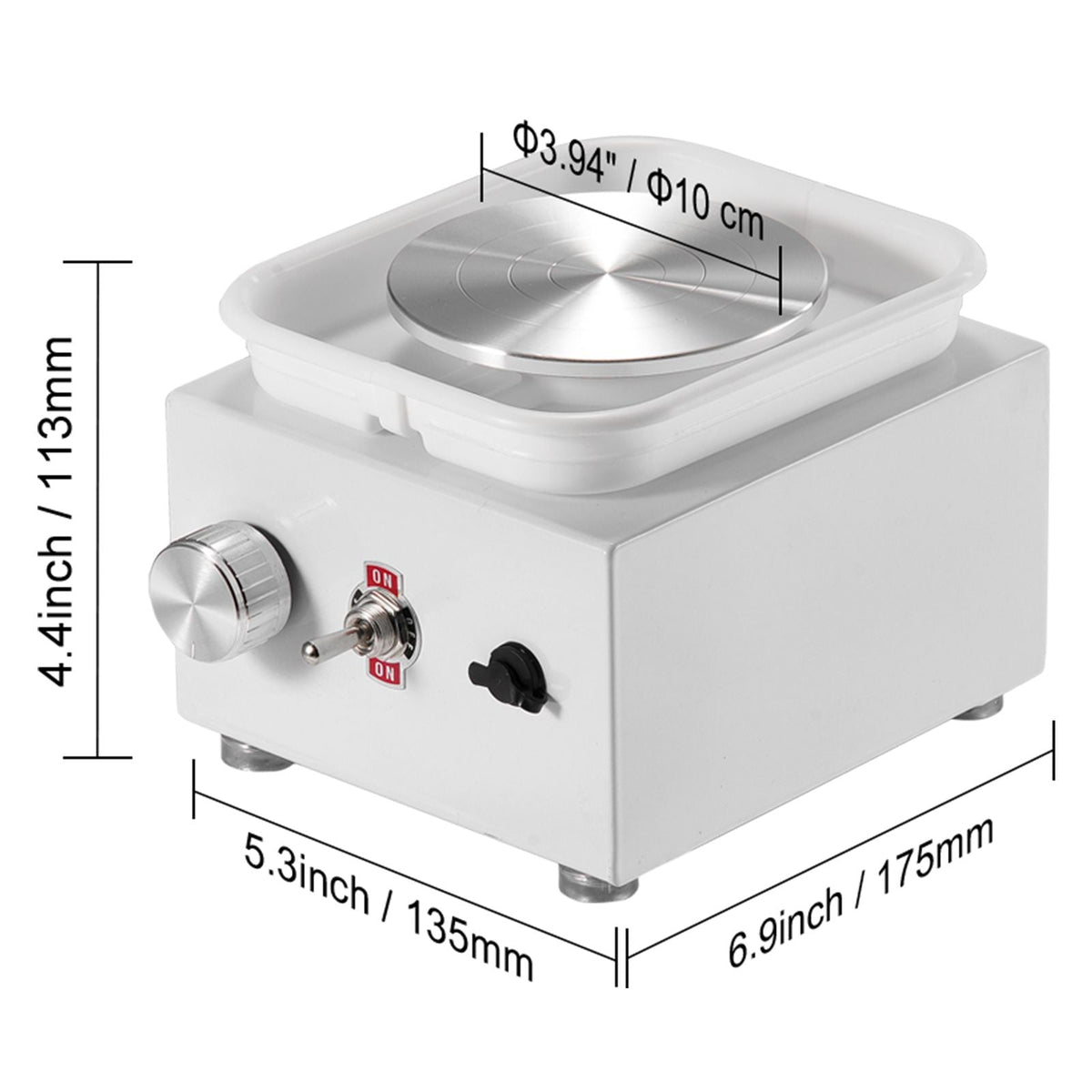 Mini Pottery Wheel, 0-320RPM Adjustable Speed Detachable Basin Forming Machine, 2.56in/3.94in 2 Turntables Electric Ceramic Wheel Machine, 18pcs Accessories, for Art Craft Work Home DIY, White