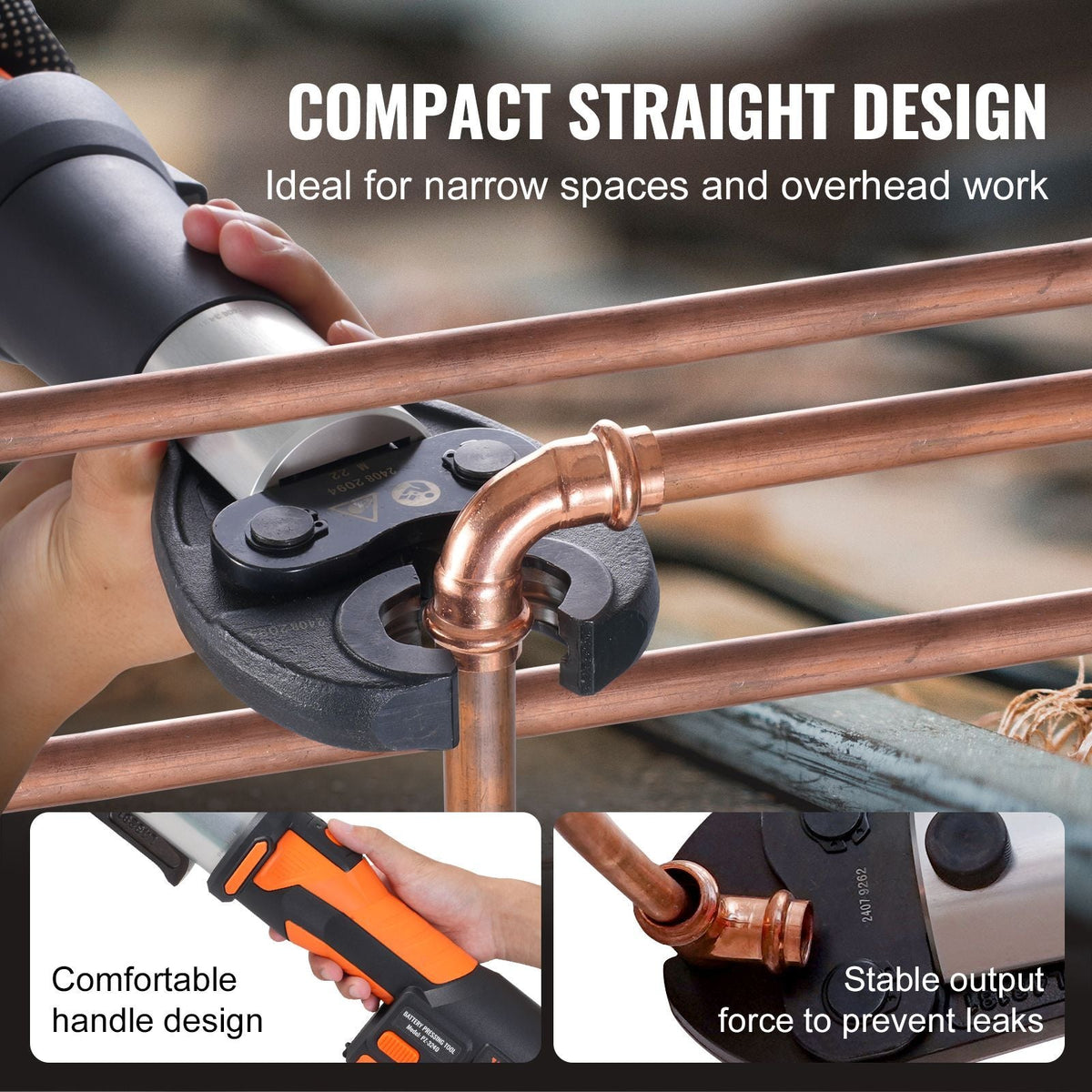 Mini ProPress Tool, 18V Electric Pipe Crimping Tool for 1/2", 3/4", 1" Copper Pipes, Press Tool Kit with 3 Pro Press Jaws, 2pcs 18V 2AH Battery, Fast Charger & Carrying Case