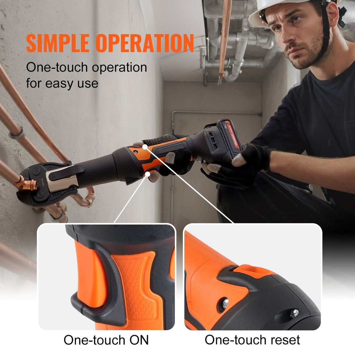 Mini ProPress Tool, 18V Electric Pipe Crimping Tool for 1/2", 3/4", 1" Copper Pipes, Press Tool Kit with 3 Pro Press Jaws, 2pcs 18V 2AH Battery, Fast Charger & Carrying Case