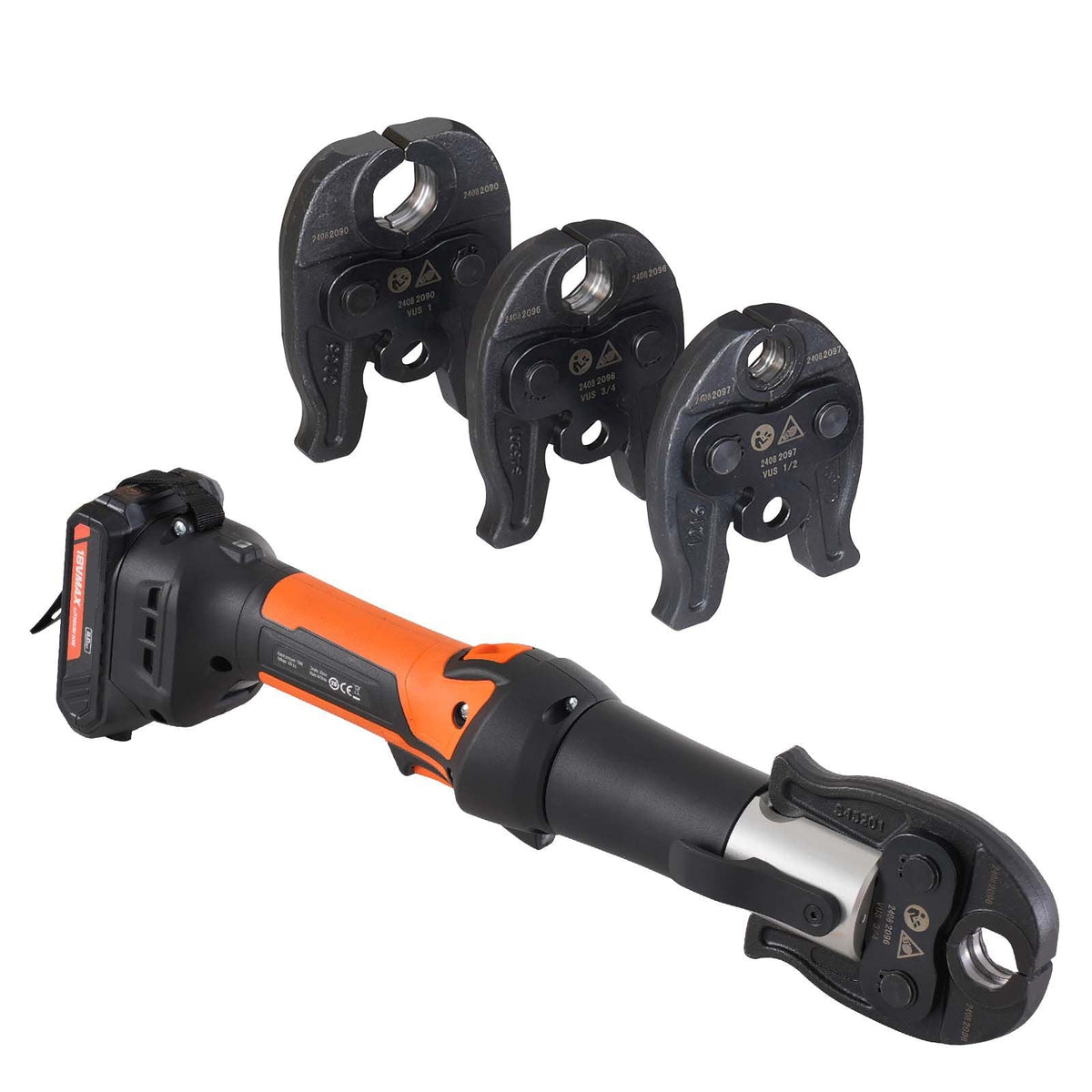 Mini ProPress Tool, 18V Electric Pipe Crimping Tool for 1/2", 3/4", 1" Copper Pipes, Press Tool Kit with 3 Pro Press Jaws, 2pcs 18V 2AH Battery, Fast Charger & Carrying Case