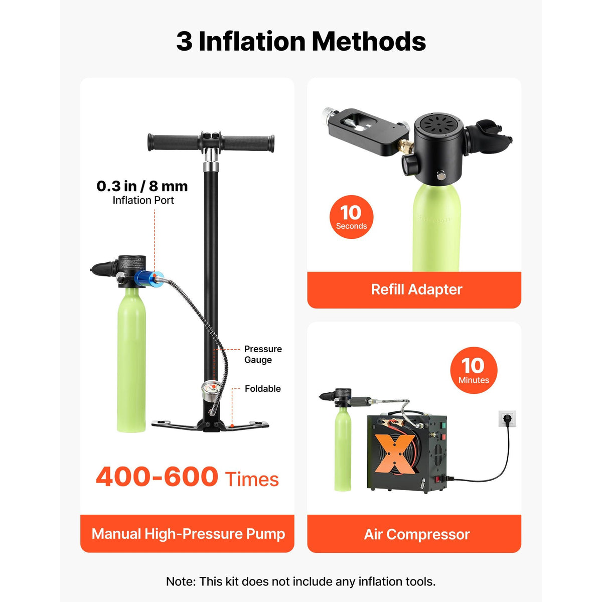 Mini Scuba Tank, 0.5L Portable Diving Tank for Underwater Breathing, Reusable Lung Diving Cylinder up to 10 Minutes Dive Time, Emergency Rescue Pony Bottle with Refill Adapter for Snorkeling