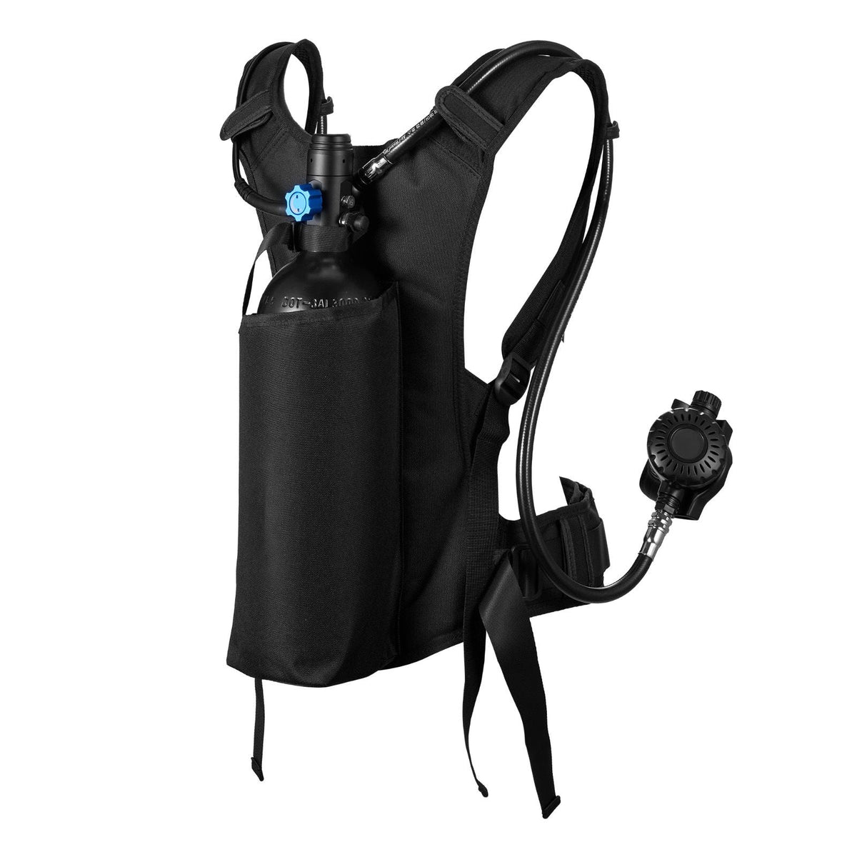 Mini Scuba Tank, 1.9L Portable Small Diving Tank for Underwater Breathing, Reusable Lung Diving Cylinder up to 35 Minutes Dive Time, Emergency Rescue Pony Bottle with Backpack for Snorkeling