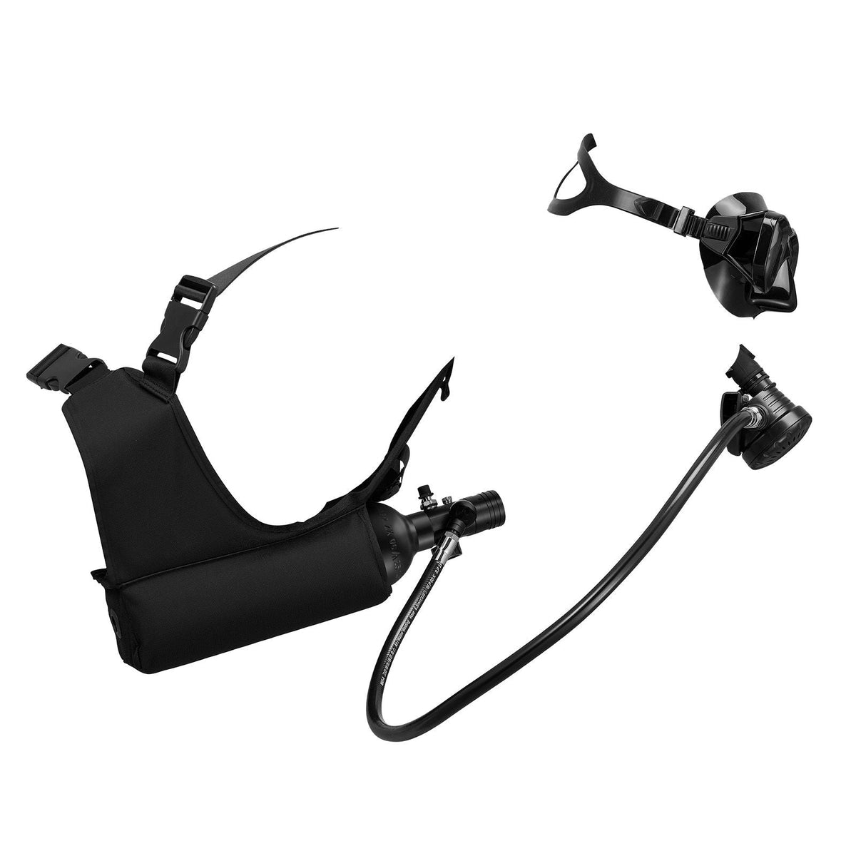 Mini Scuba Tank, 1L Portable Diving Tank for Underwater Breathing, Reusable Lung Diving Cylinder up to 20 Minutes Dive Time, Emergency Rescue Pony Bottle with Adapter & Goggles for Snorkeling