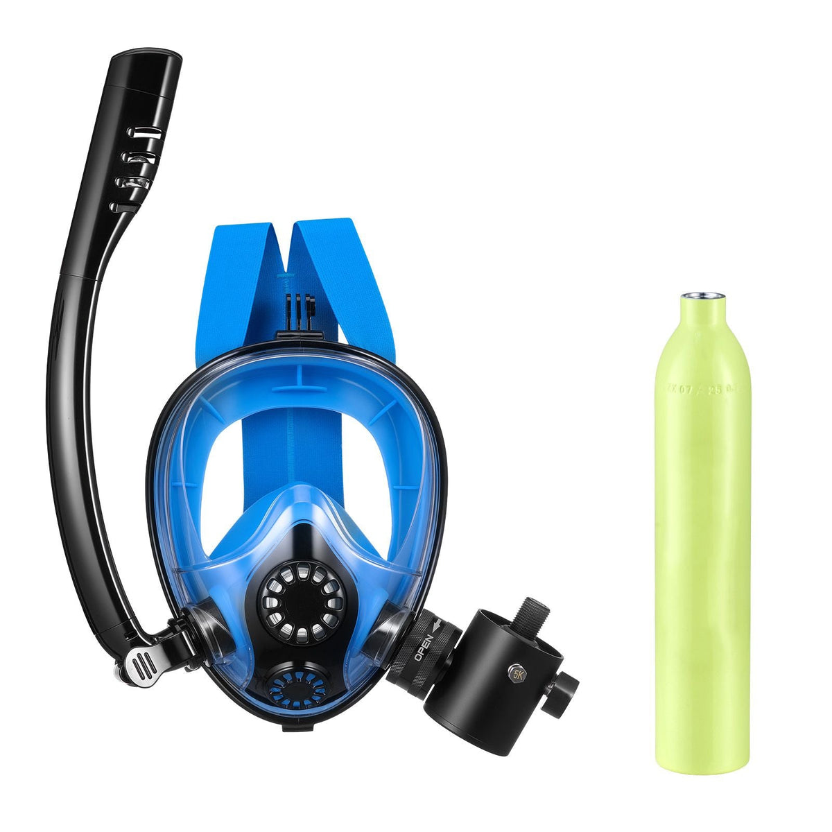Mini Scuba Tank with Sub-Mask, 0.5L Portable Small Diving Tank for Underwater Breathing, Reusable Lung Diving Cylinder up to 10 Minutes Dive Time, Emergency Rescue Pony Bottle for Snorkeling