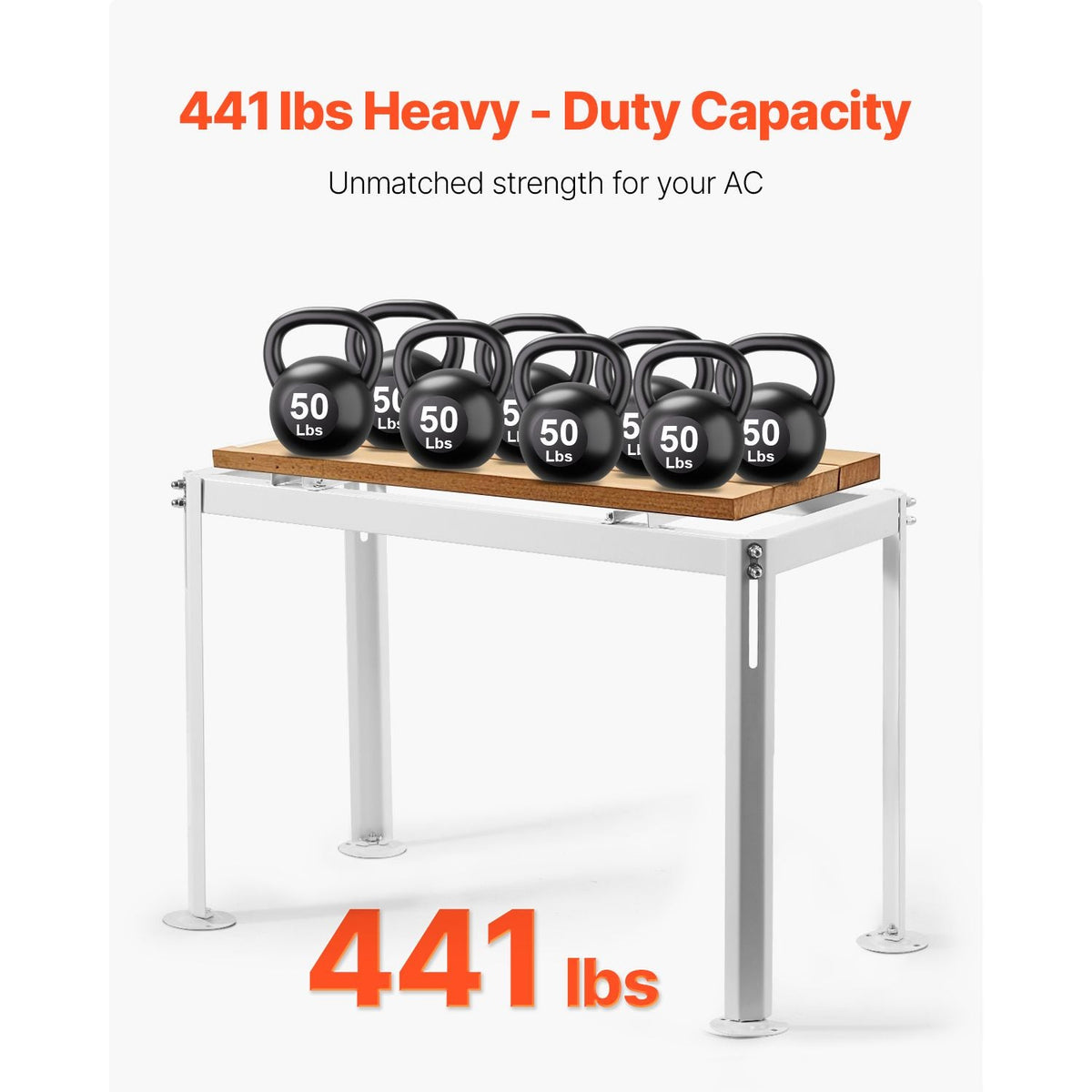Mini Split Ground Stand, Adjustable Anti-Vibration Mini Split Stand for 9000-18000 BTU Ductless Air Conditioner Heat Pump, Heavy Duty AC Base Bracket Floor Mount w/ 441LBS Max. Load Capacity