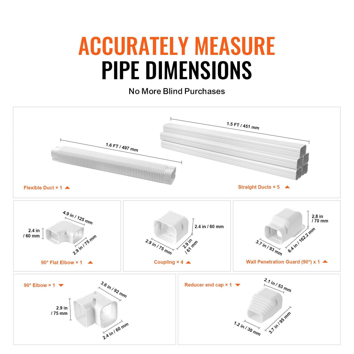 Mini Split Line Set Cover 3-inch W 10Ft L, PVC Decorative Pipe Line Cover For Air Conditioner with 5 Straight Ducts & Full Components Easy to Install, Paintable for Heat Pumps, White