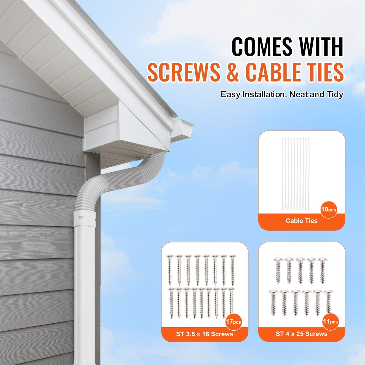 Mini Split Line Set Cover 3-inch W 15.8Ft L, PVC Decorative Pipe Line Cover For Air Conditioner with 4 Straight Ducts & Full Components Easy to Install, Paintable for Heat Pumps, White
