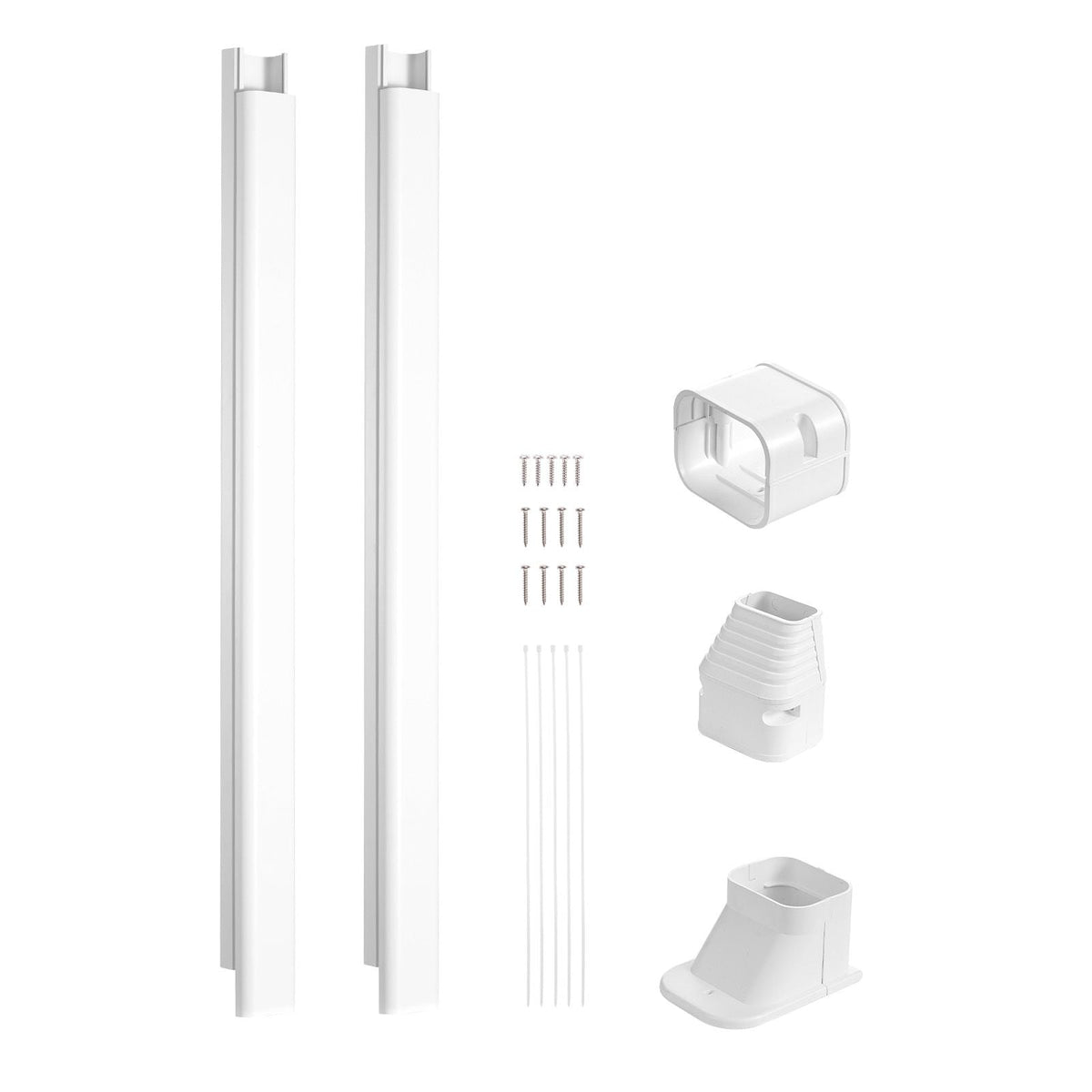 Mini Split Line Set Cover 3-inch W 7.4Ft L, PVC Decorative Pipe Line Cover For Air Conditioner with 2 Straight Ducts & Full Components Easy to Install, Paintable for Heat Pumps, White