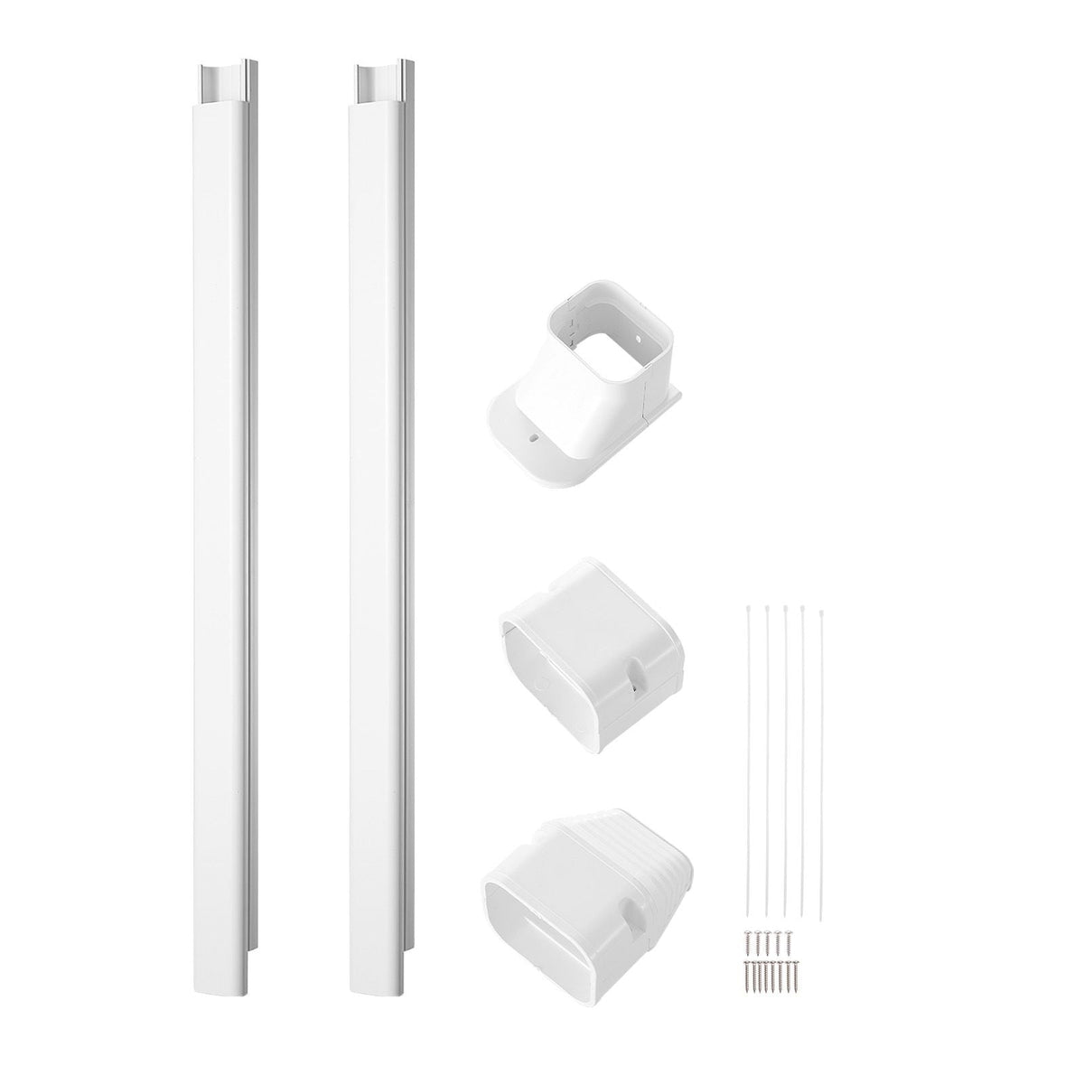 Mini Split Line Set Cover 3-inch W 7.4Ft L, PVC Decorative Pipe Line Cover For Air Conditioner with 2 Straight Ducts & Full Components Easy to Install, Paintable for Heat Pumps, White