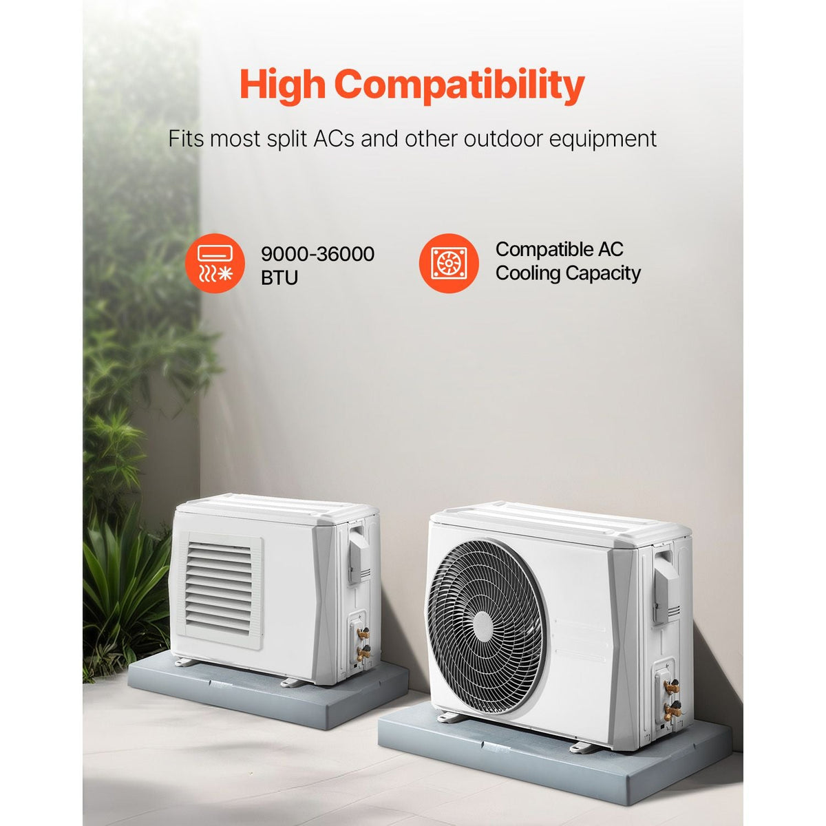 Mini Split Pad, for 9000-36000BTU Ductless Air Conditioner Heat Pump Systems, 38 x 18 x 3 inch Plastic Outdoor Condenser Equipment Anti-Vibration Pads for Heat Pump System, Max Load 400 lbs
