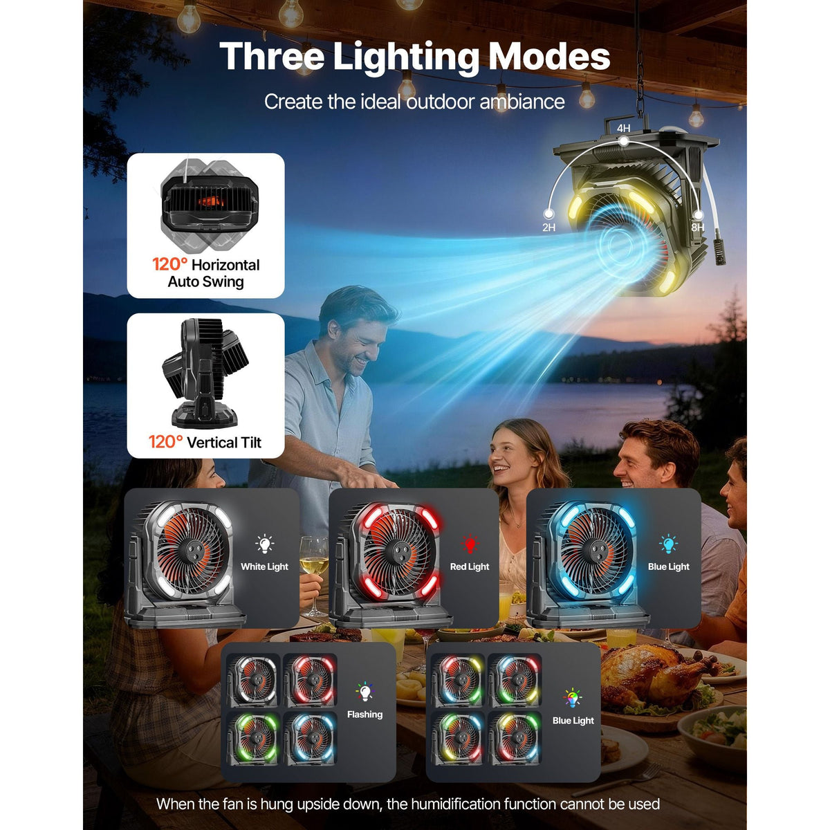 Misting Fan, More than 2700RPM Motor Mister Fan, Mister Cooling Fans with 2.38 gal Water Tank, 10000mAh Battery, 4-Speed Wind & 5 Lighting Modes, Water Cooling Fans for Indoor, Outdoor, Patio