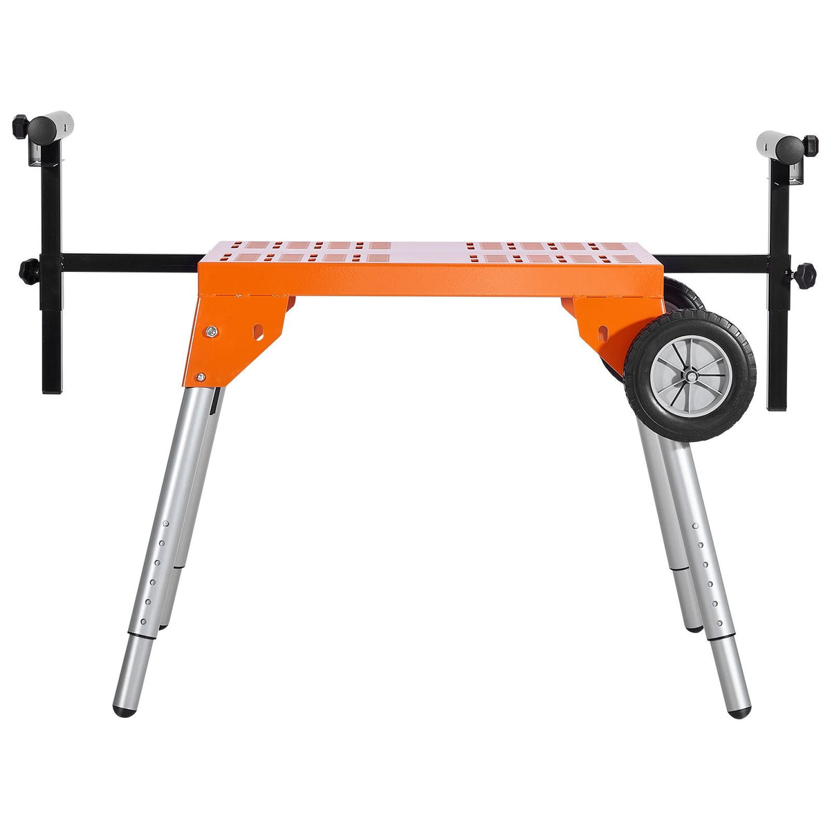 Miter Saw Stand with Tabletop and Wheels, 330lbs Load Capacity Steel Collapsible Rolling Stand for Miter Saw, Adjustable Height and Length, Portable Compact and Folding Miter Saw Stand