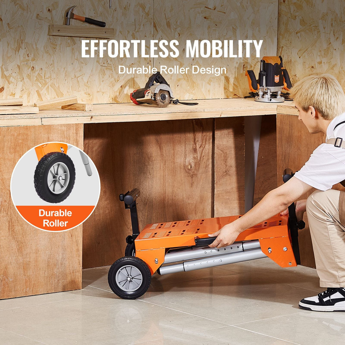 Miter Saw Stand with Tabletop and Wheels, 330lbs Load Capacity Steel Collapsible Rolling Stand for Miter Saw, Adjustable Height and Length, Portable Compact and Folding Miter Saw Stand