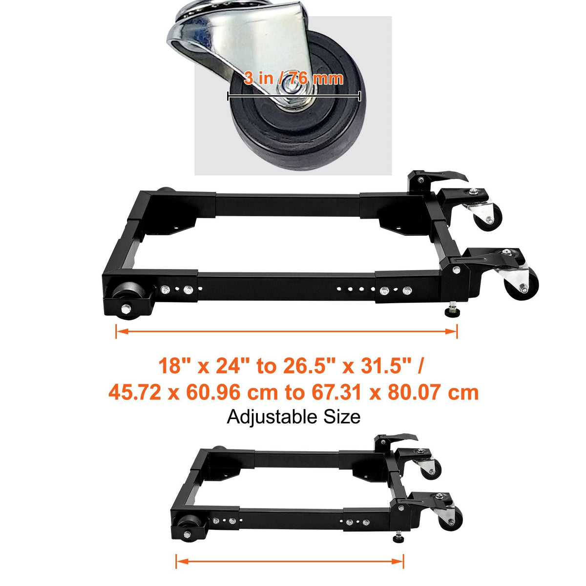 Mobile Base, 1500 lbs Capacity, Adjustable from 18" x 24" to 26.5" x 31.5", Heavy Duty Universal Mobile Base Stand with Swivel Wheels, for Woodworking Equipment, Bandsaw, Power Tools, Machines